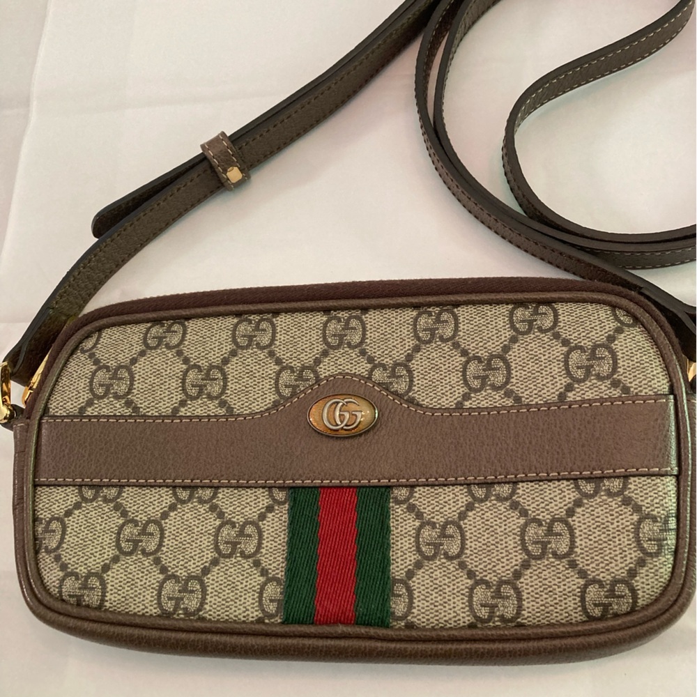 SOLD ‼️Gucci Crossbody Bag in Brown and Green with Signature Monogram - Picture 1 of 16